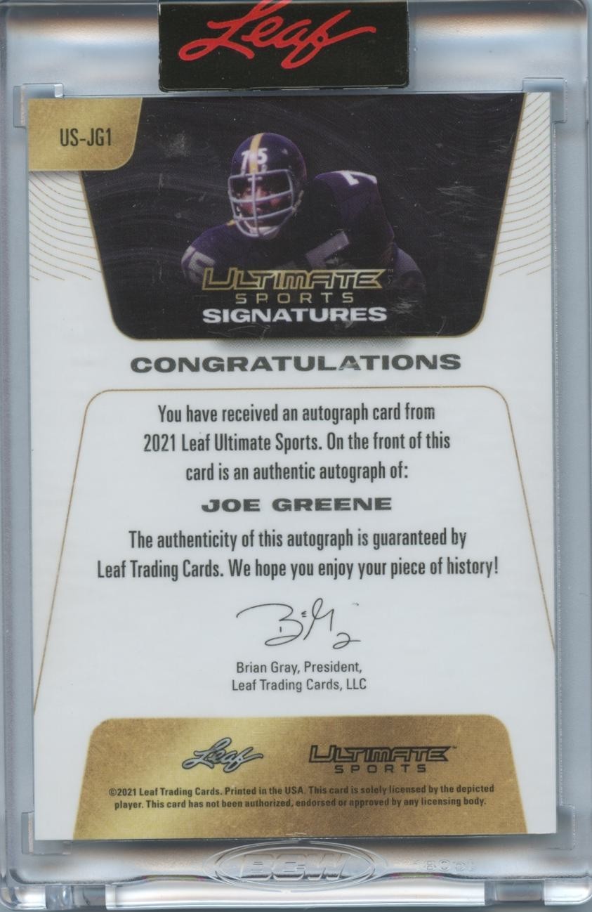 Joe Greene 2021 Leaf Ultimate Auto Autograph Pittsburgh Steelers 8/20