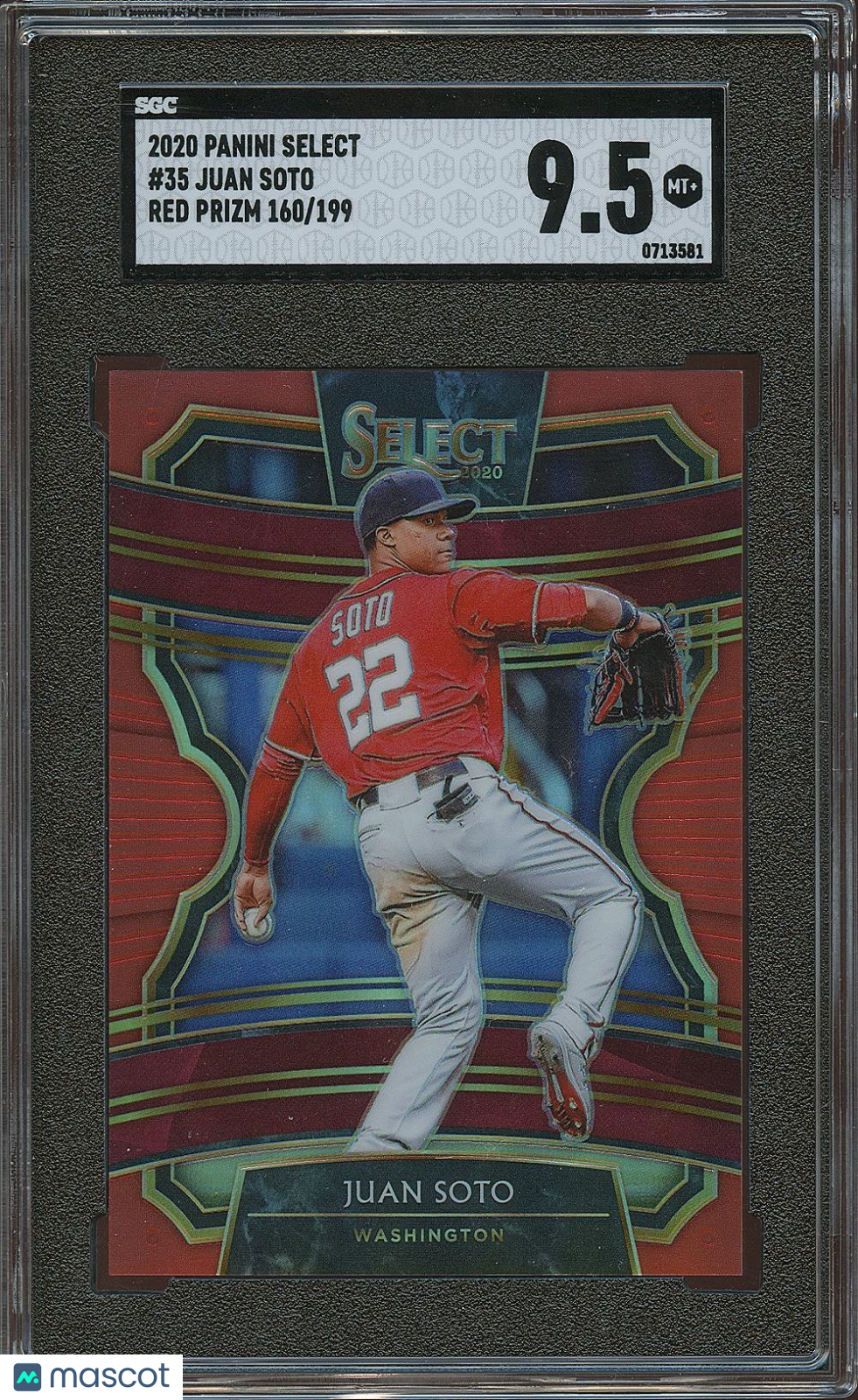 Juan Soto 2020 Select Red Prizm Colormatch Washington Nationals 160/199 SGC 9.5
