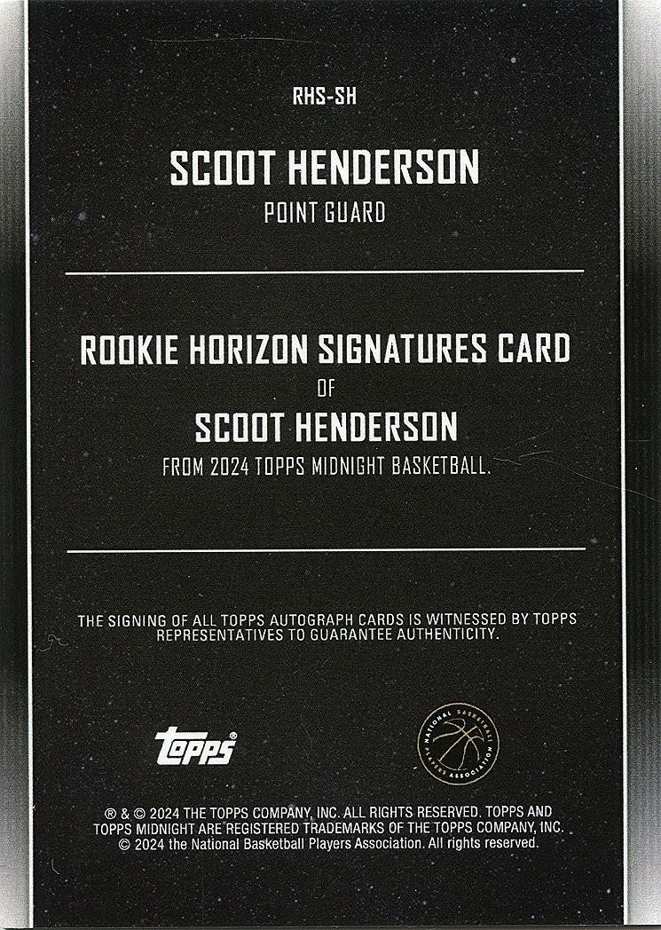 Scoot Henderson 2024 Topps Midnight Auto Autograph RC Trail Blazers 71/199