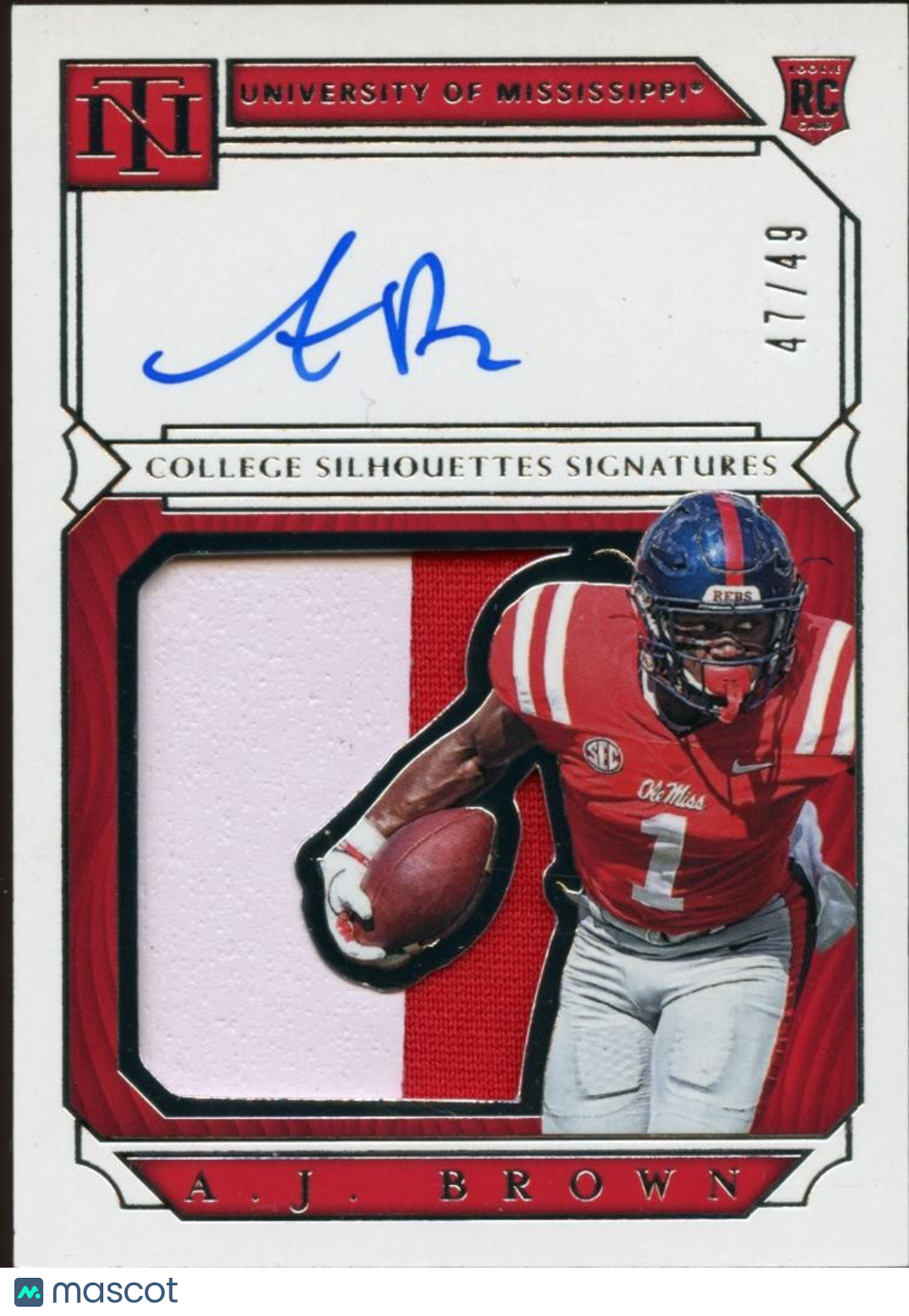 A.J. Brown 2019 National Treasures Auto Autograph Patch RC Ole Miss Eagles 47/49