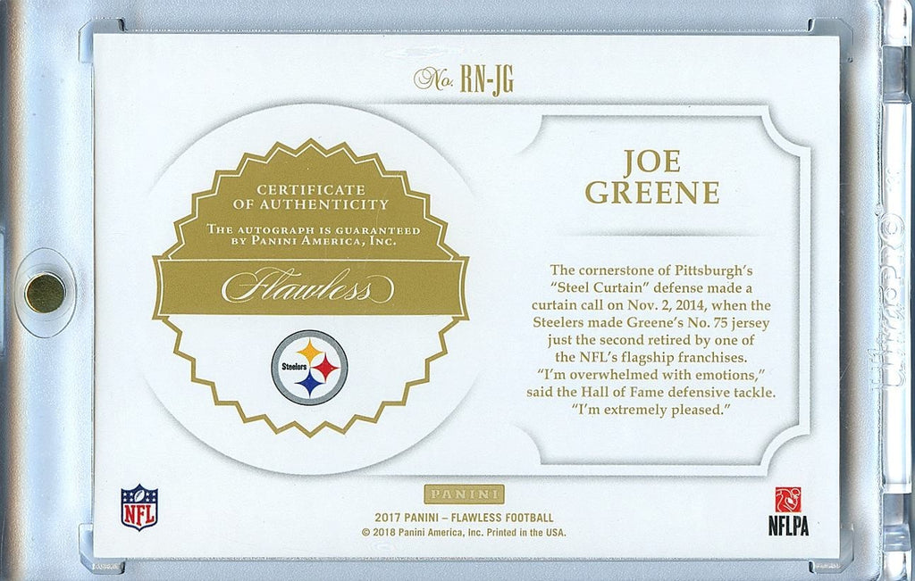 Joe Greene 2017 Flawless On Card Auto Autograph Pittsburgh Steelers 4/5