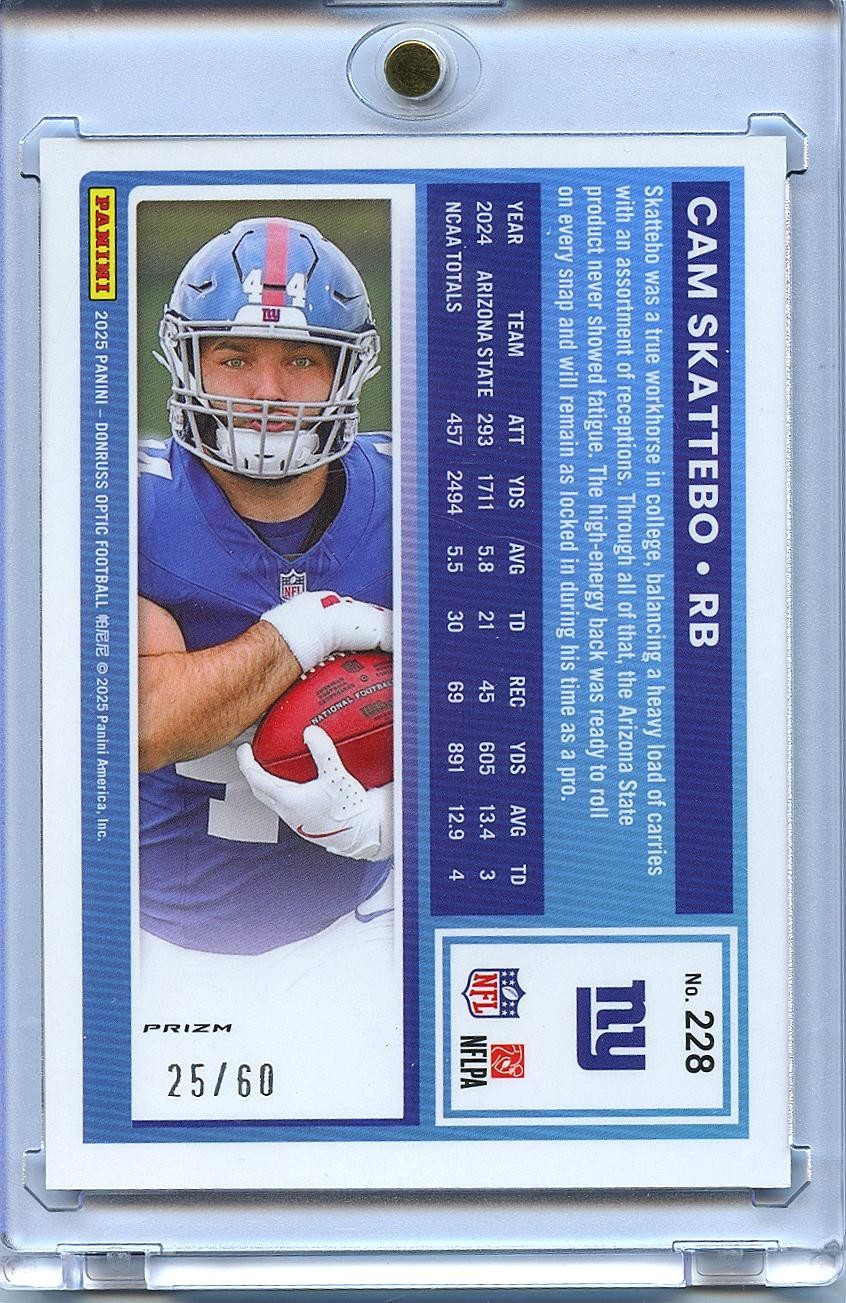 Cam Skattebo 2025 Optic Rated Rookie Purple Prizm RC 25/60 New York Giants