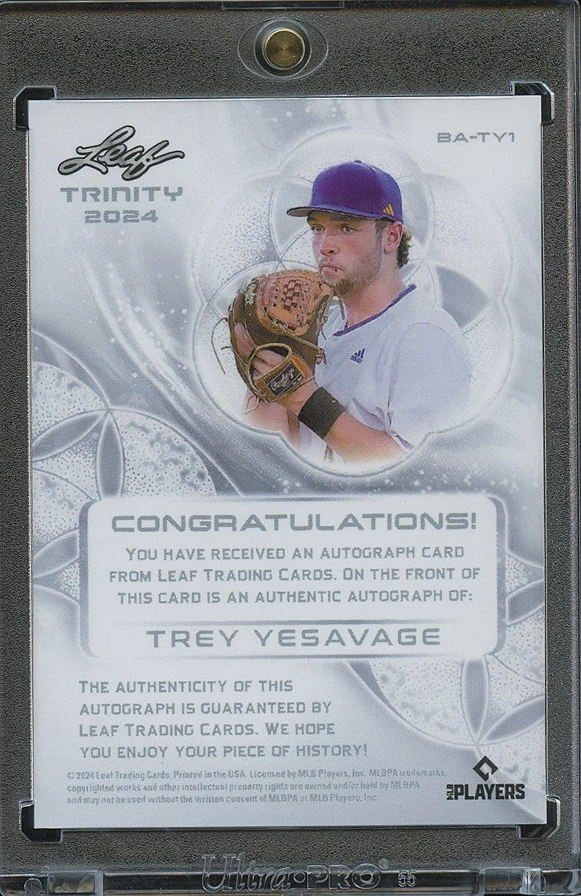 Trey Yesavage 2024 Leaf Trinity Auto Autograph Rookie Toronto Blue Jays 86/99