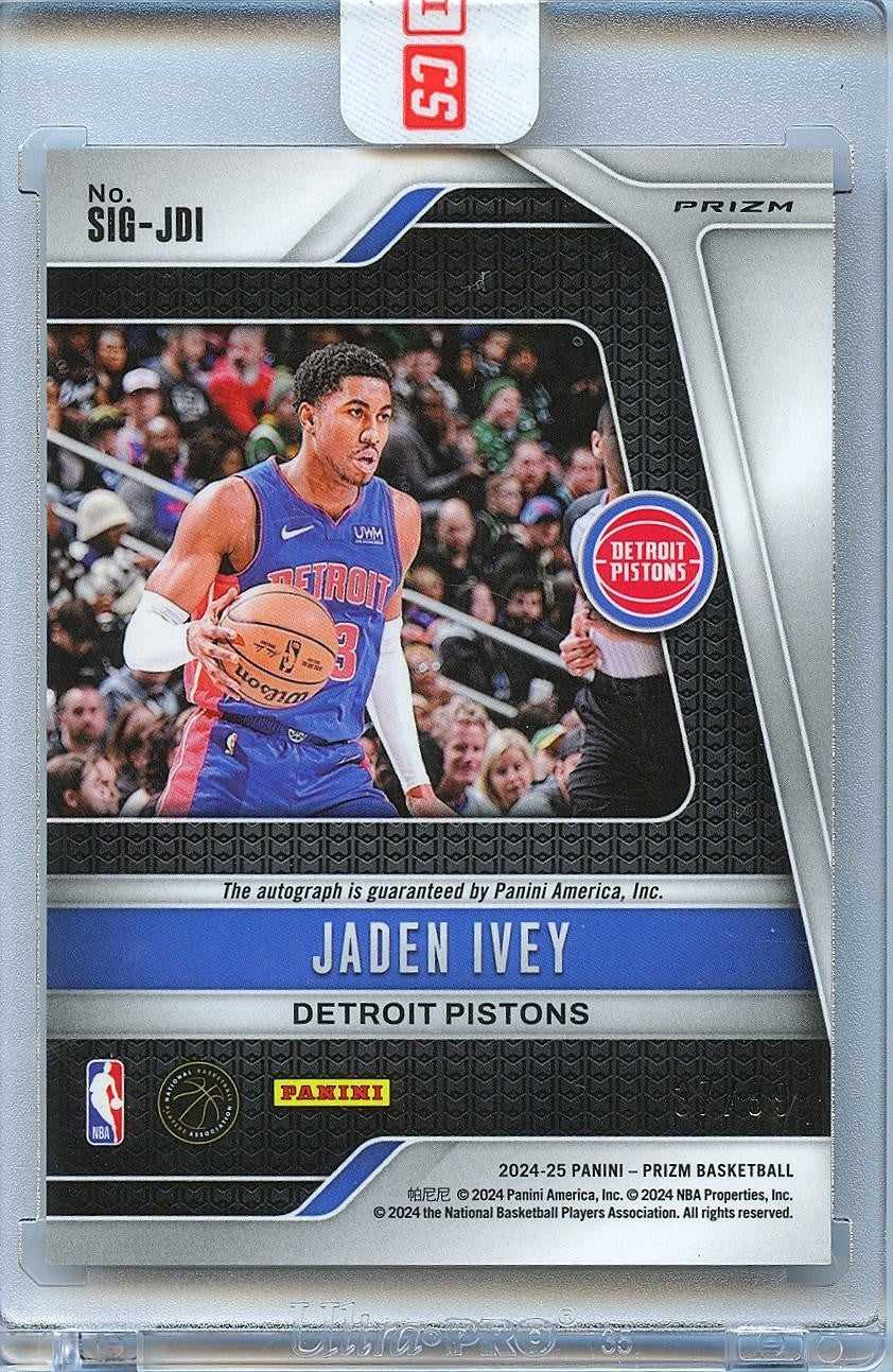 Jaden Ivey 2024-25 Prizm Red Auto Autograph Detroit Pistons 37/99