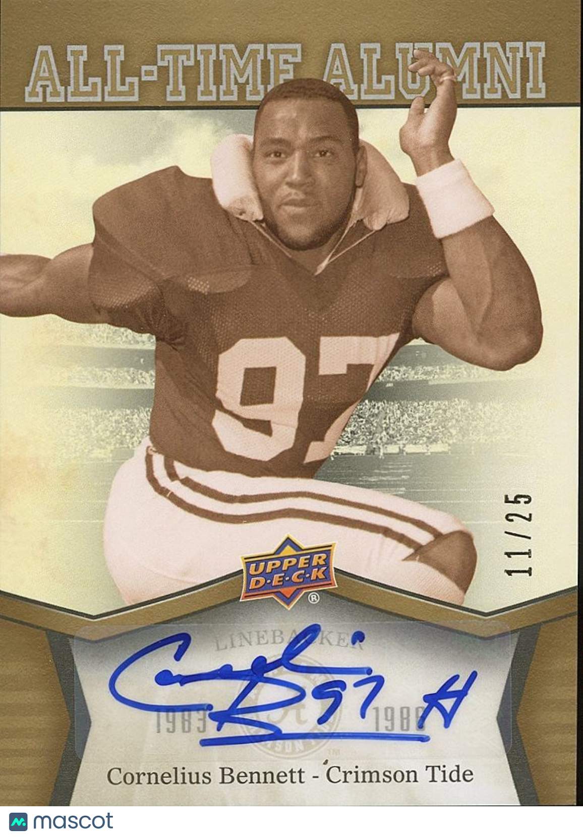 Cornelius Bennett 2012 Upper Deck GOLD Auto Autograph Alabama Crimson Tide 11/25