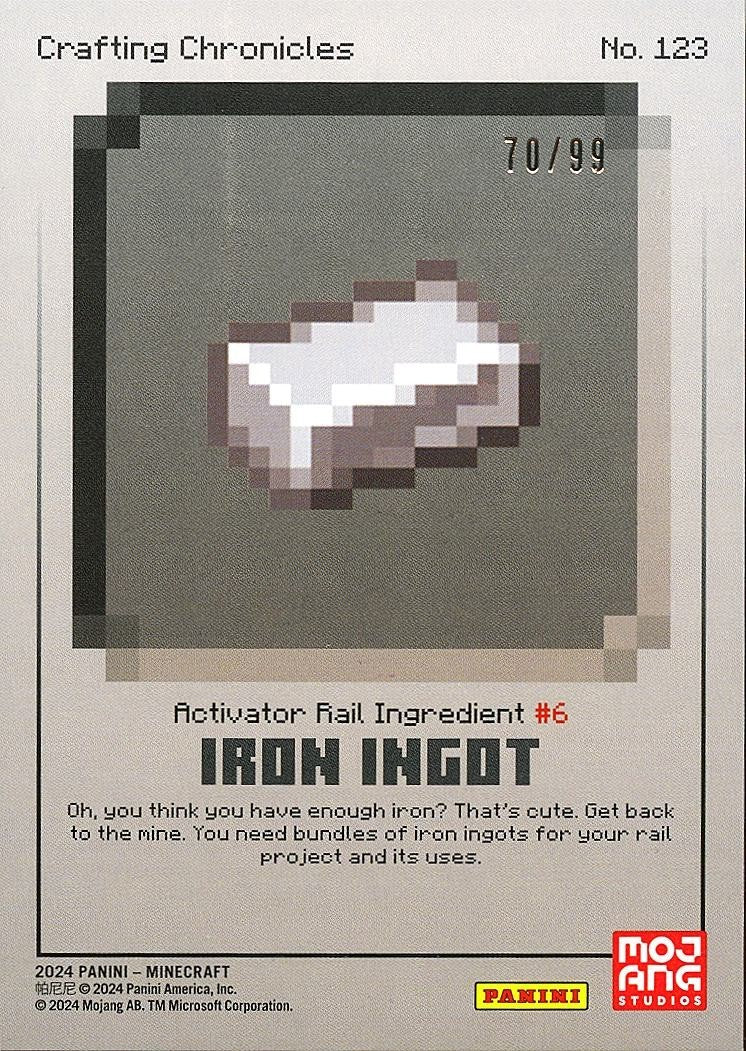 Iron Ingot 2024 Panini Minecraft GOLD Parallel Mining Never Stops 70/99 #123