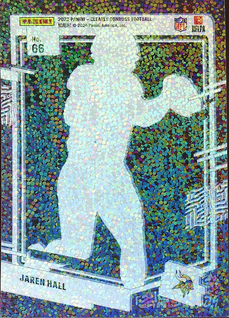 Jaren Hall 2023 Clearly Donruss Rated Rookie Techno SSP Minnesota Vikings 1/10