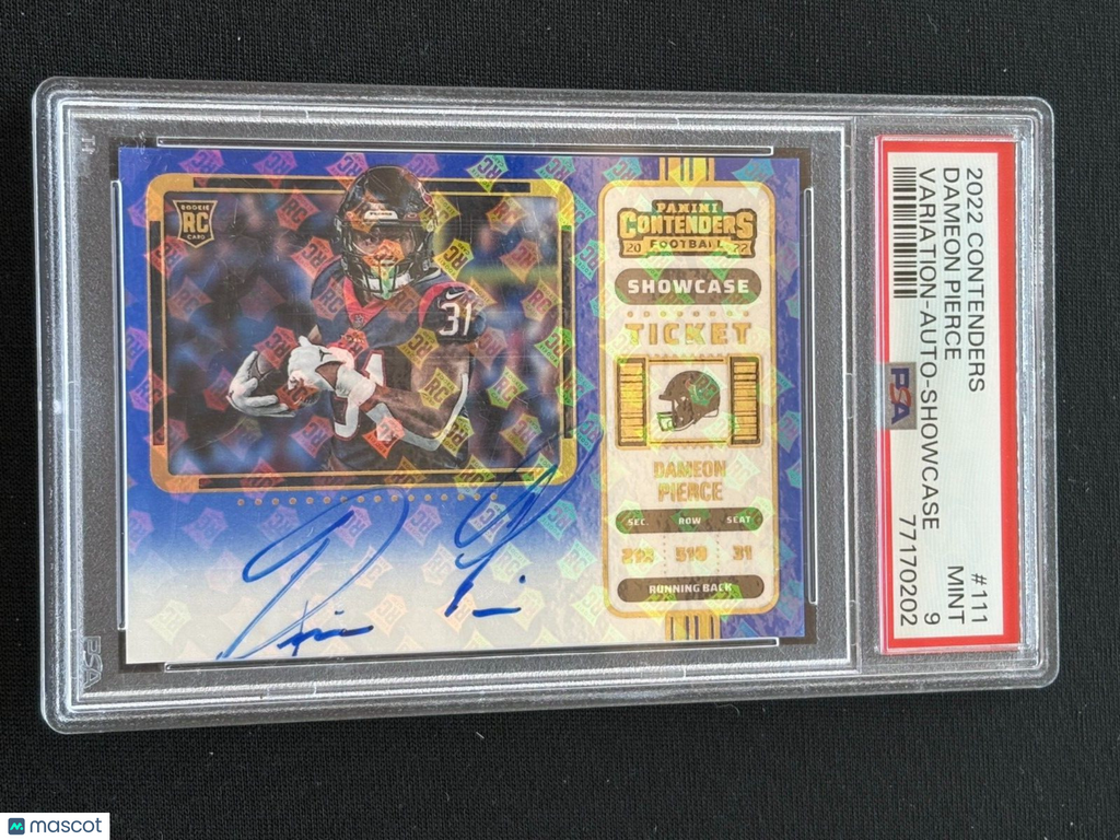 Dameon Pierce 2022 Contenders Showcase Auto Autograph SSP Rookie Texans PSA 9