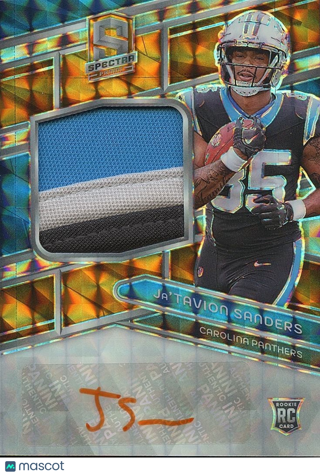 Ja'Tavion Sanders 2024 Spectra Auto Autograph Patch RC Carolina Panthers 5/15