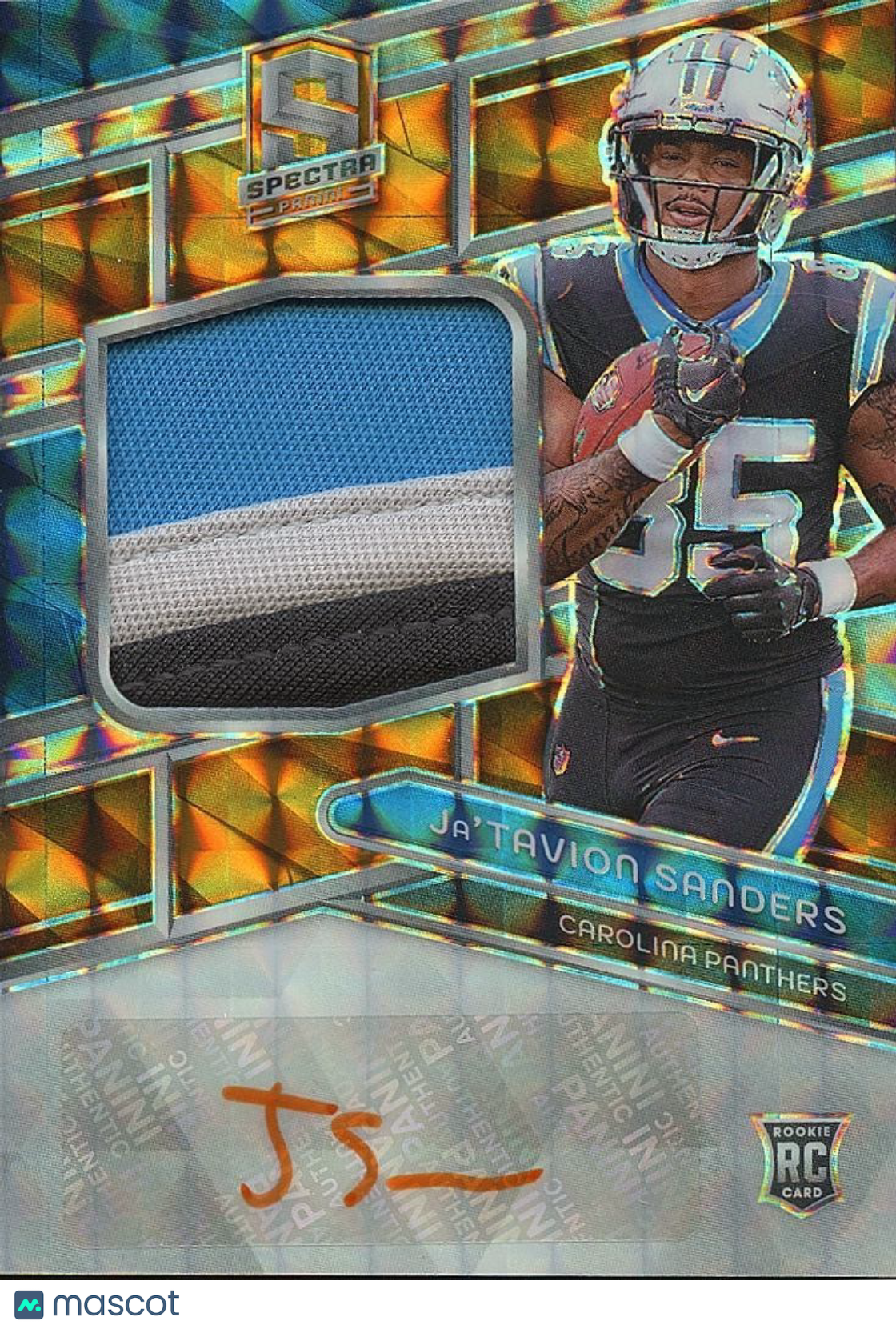 Ja'Tavion Sanders 2024 Spectra Auto Autograph Patch RC Carolina Panthers 5/15