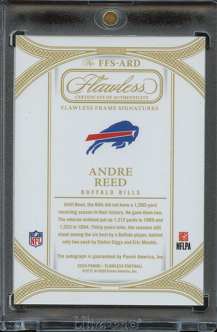 Andre Reed 2024 Flawless Sapphire On Card Auto Autograph Buffalo Bills 7/10