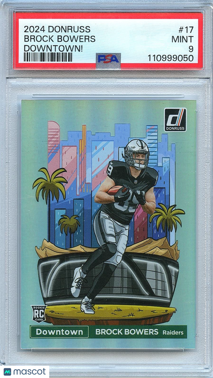 Brock Bowers 2024 Donruss DOWNTOWN! SSP CASE HIT Rookie RC Raiders PSA 9