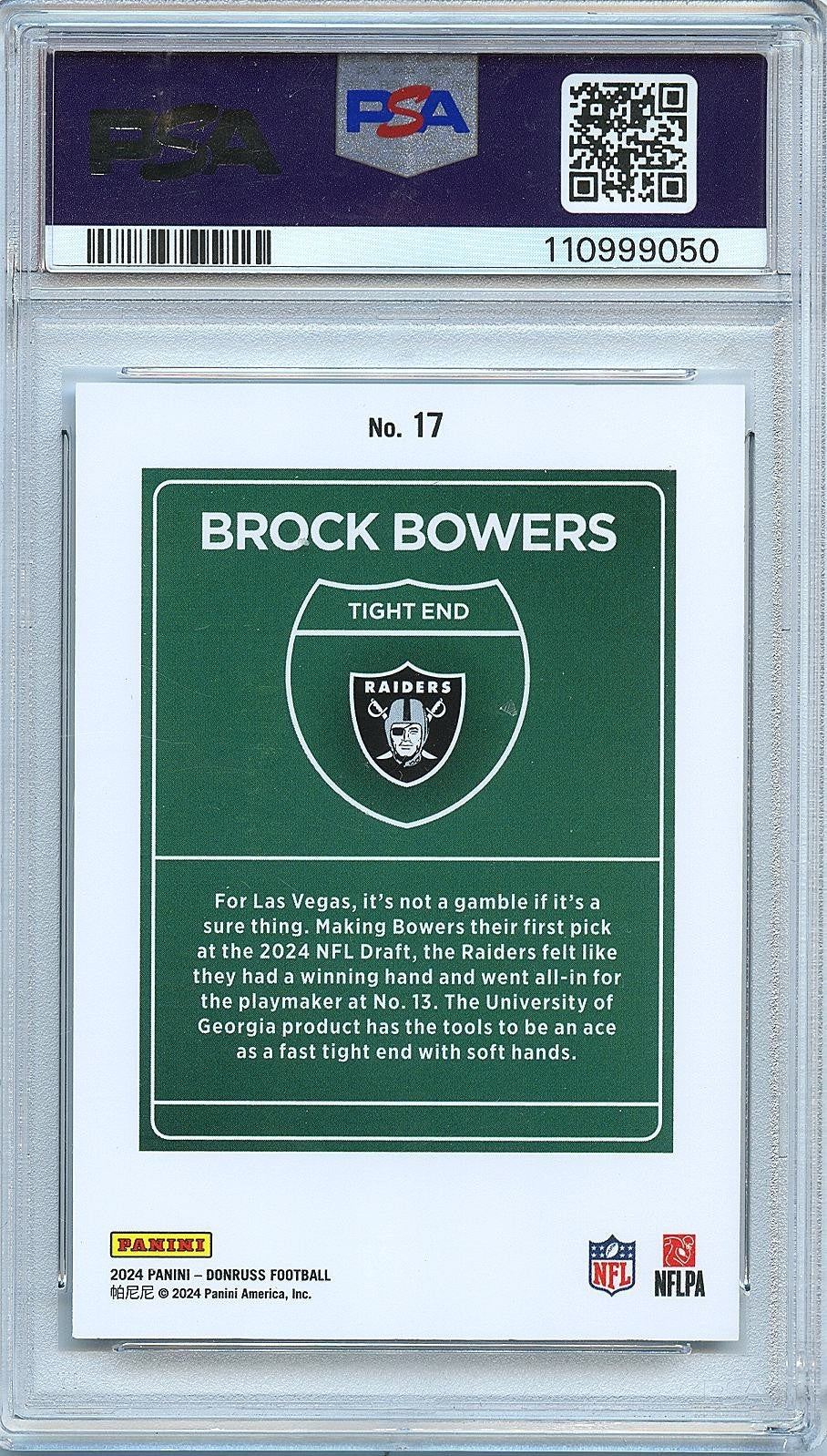 Brock Bowers 2024 Donruss DOWNTOWN! SSP CASE HIT Rookie RC Raiders PSA 9