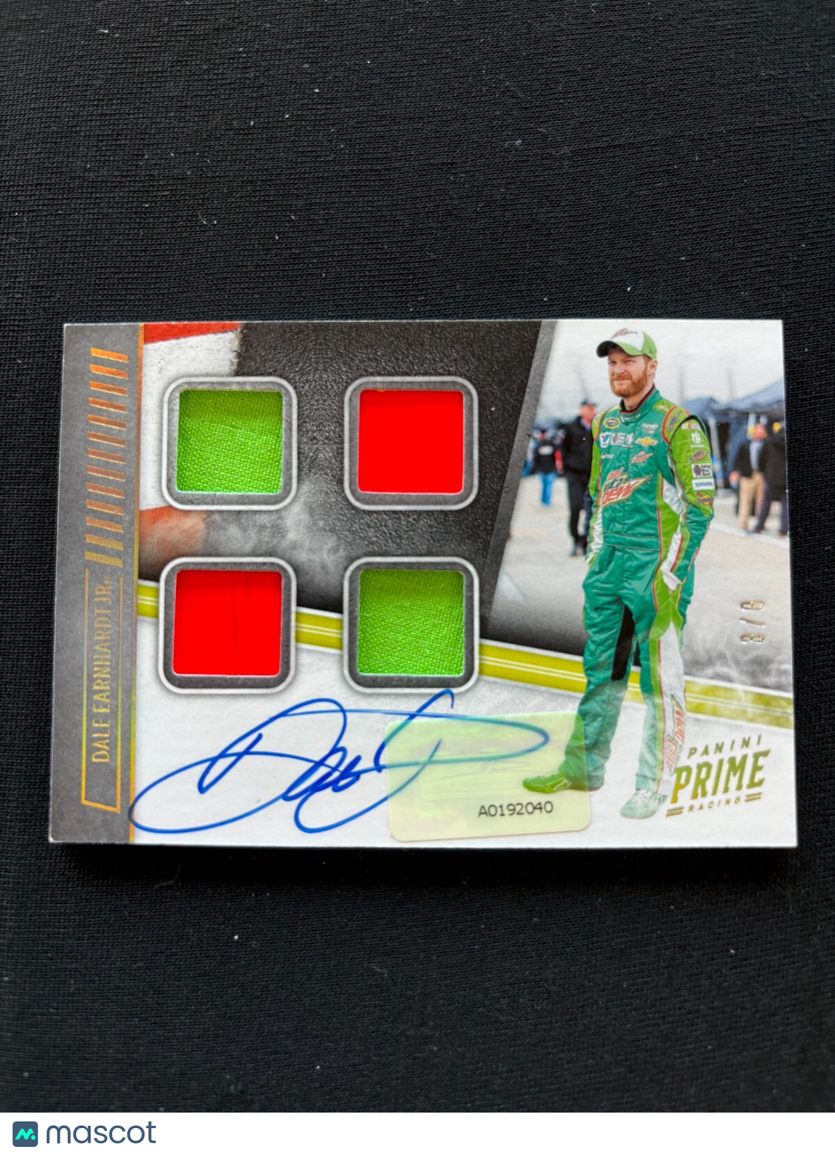 Dale Earnhardt Jr. 2019 Panini Prime Auto Autograph Race Worn Patch NASCAR 3/8