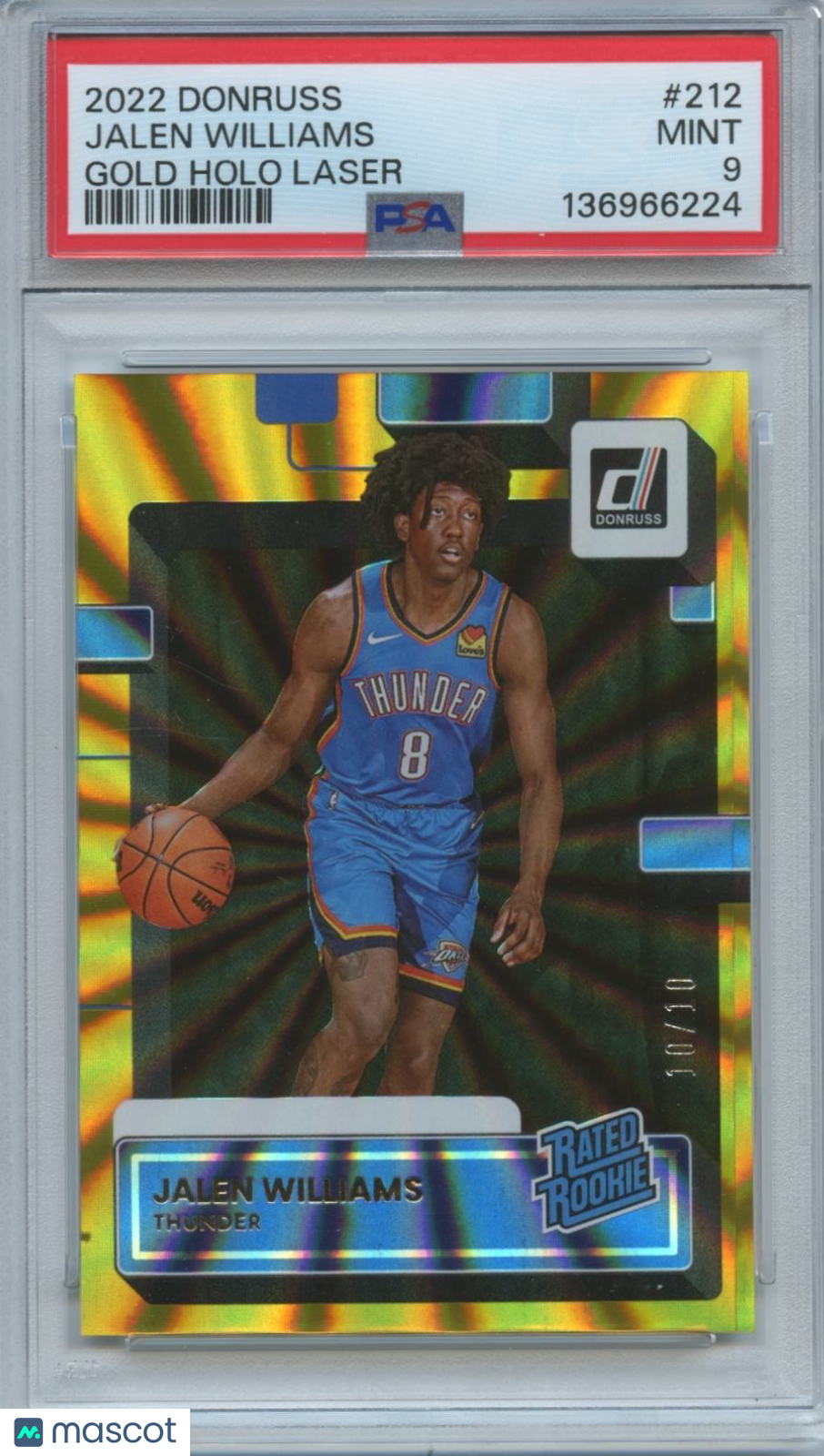 Jalen Williams 2022-23 Donruss GOLD Rated Rookie RC 10/10 OKC Thunder PSA 9