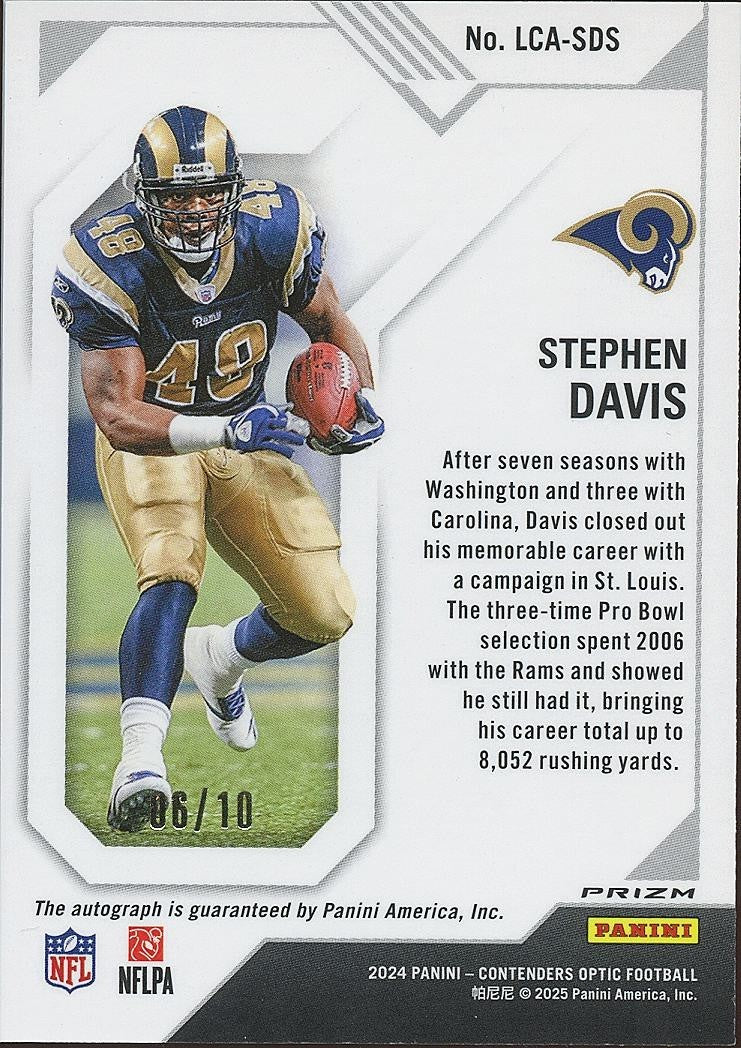 Stephen Davis 2024 Contenders Optic GOLD Auto Autograph St. Louis Rams 6/10