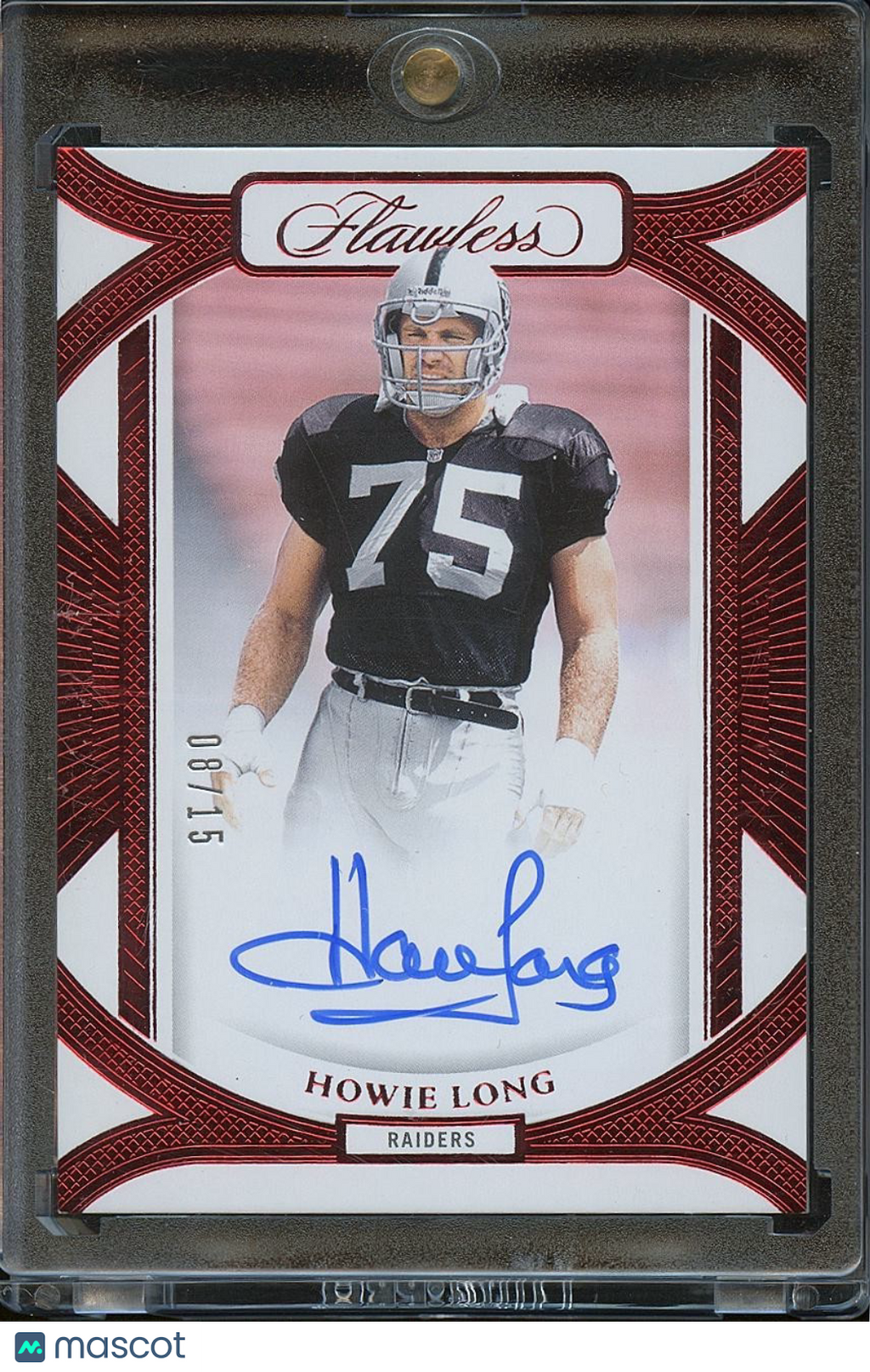 Howie Long 2024 Flawless Red On Card Auto Autograph Oakland Raiders 8/15