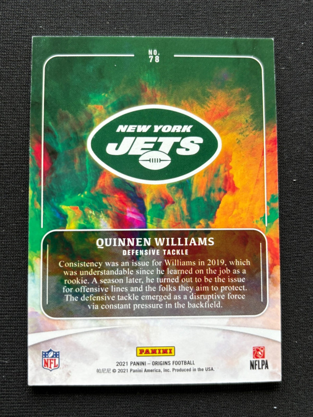 Quinnen Williams 2021 Origins GOLD SSP New York Jets 9/10 #78