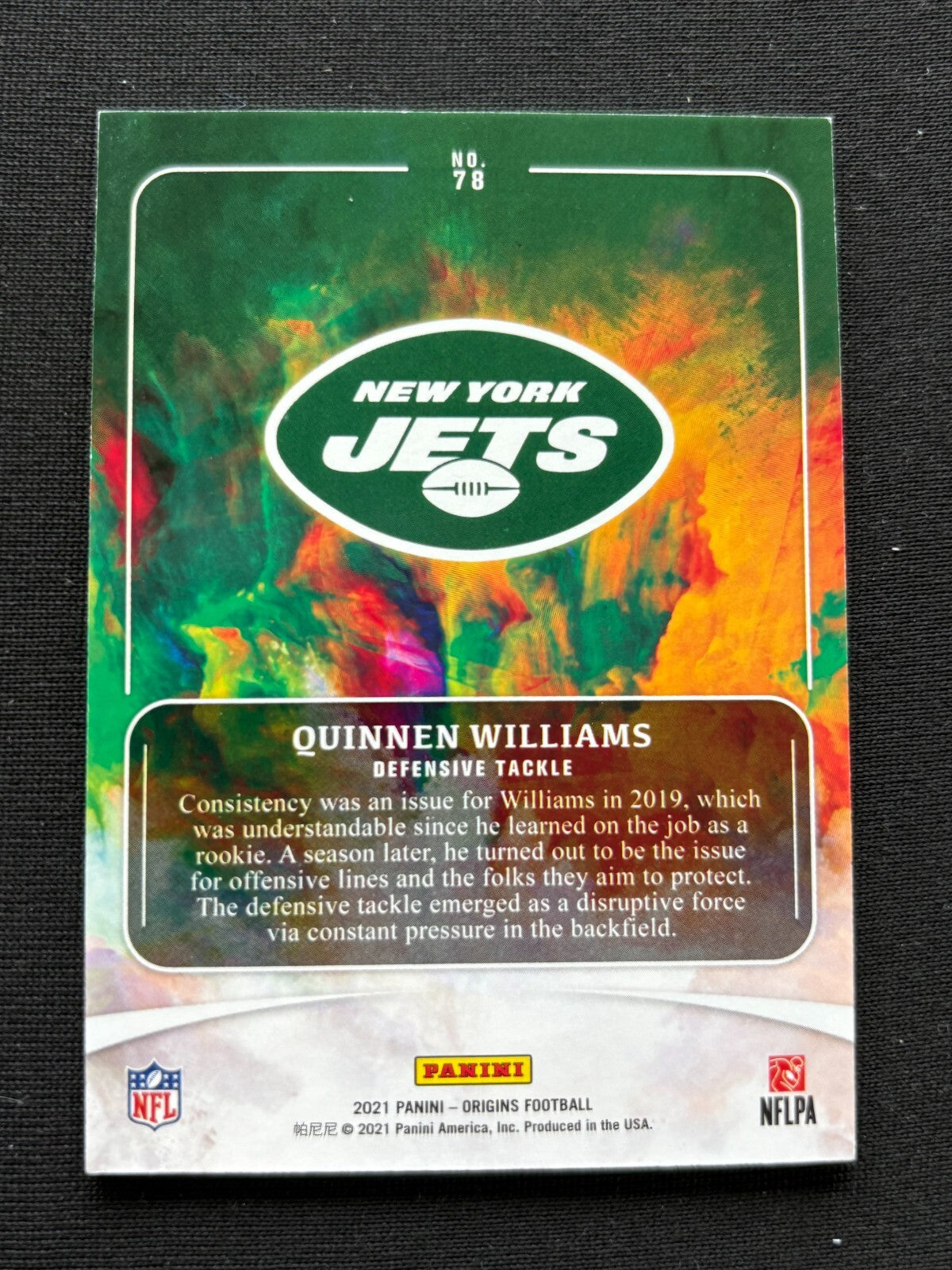 Quinnen Williams 2021 Origins GOLD SSP New York Jets 9/10 #78