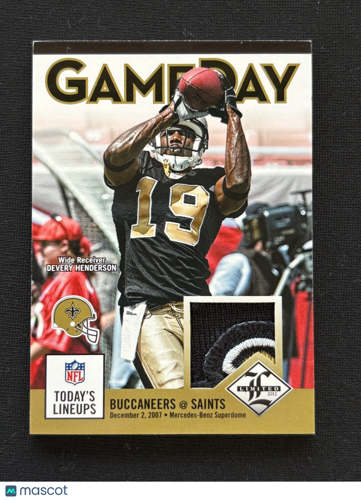 Devery Henderson 2012 Limited Game Used LOGO Patch New Orleans Saints
