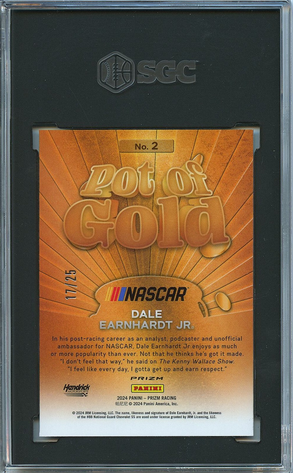 Dale Earnhardt Jr. 2024  Prizm Pot Of Gold Green Pulsar SSP NASCAR 17/25 SGC 9.5