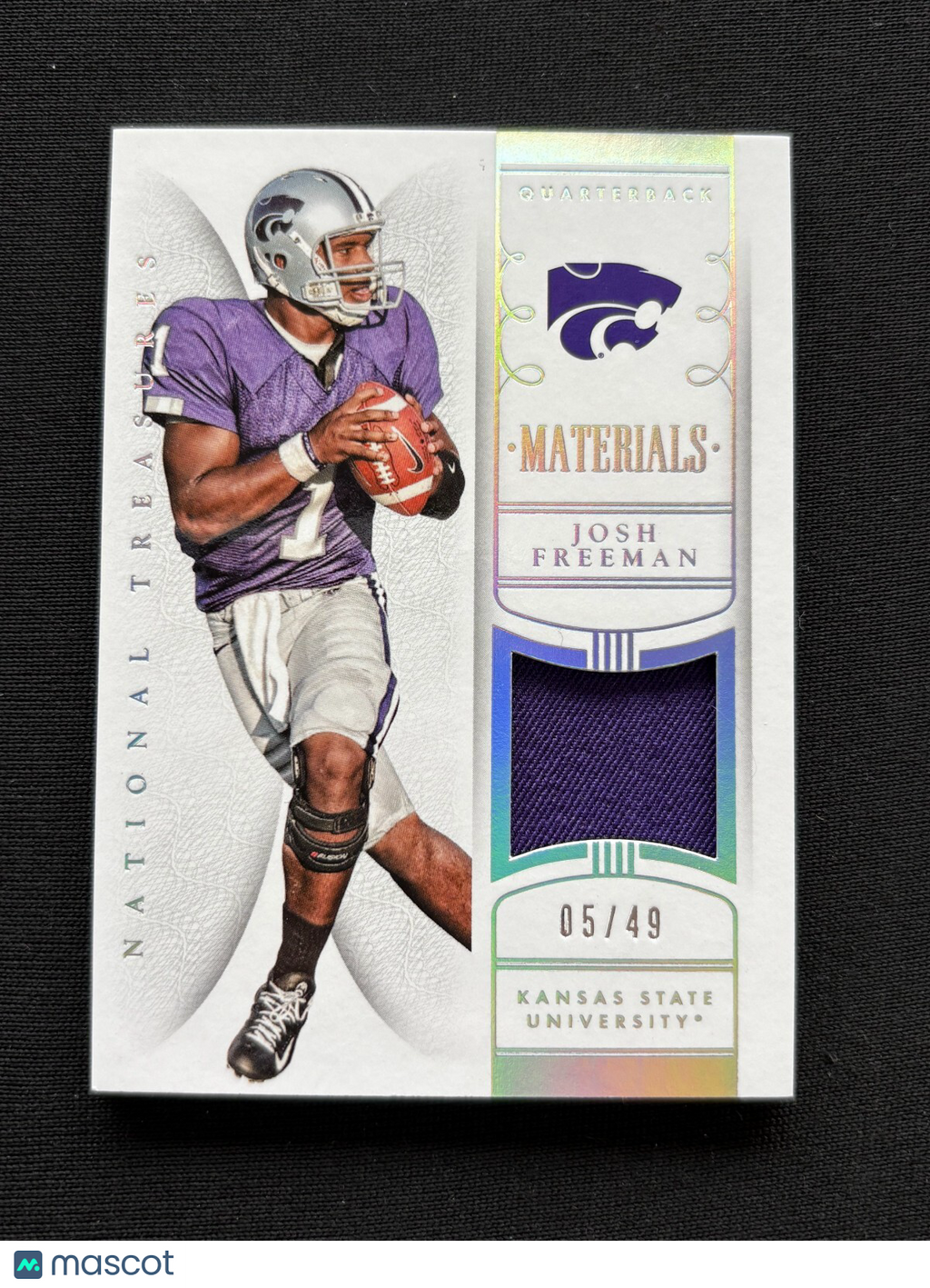 Josh Freeman 2015 National Treasures Game Worn Patch Kansas State Wildcats 5/49