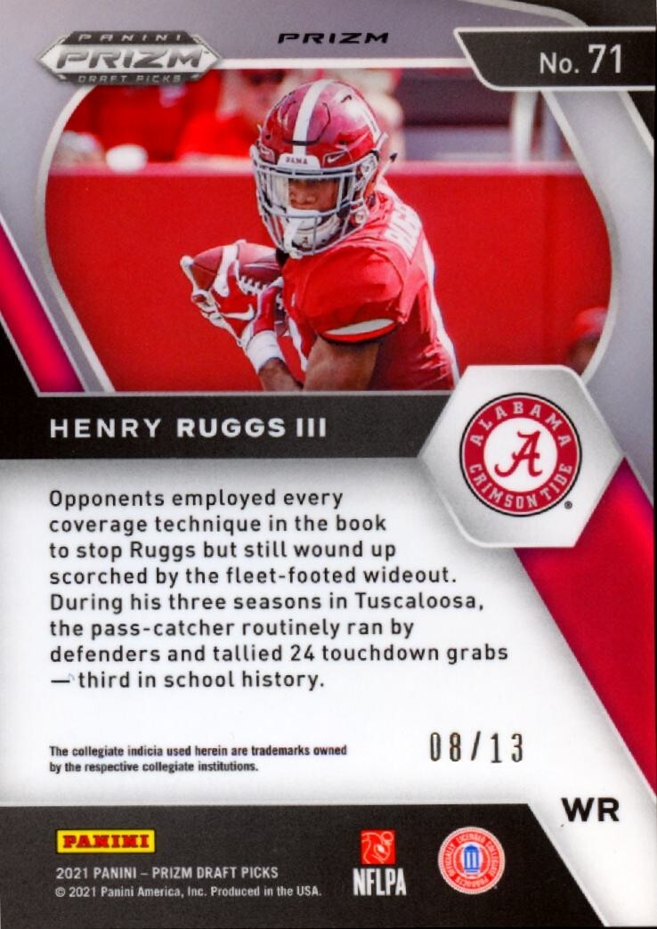 Henry Ruggs III 2021 Prizm Draft Blue Shimmer SSP Alabama Crimson Tide 8/13