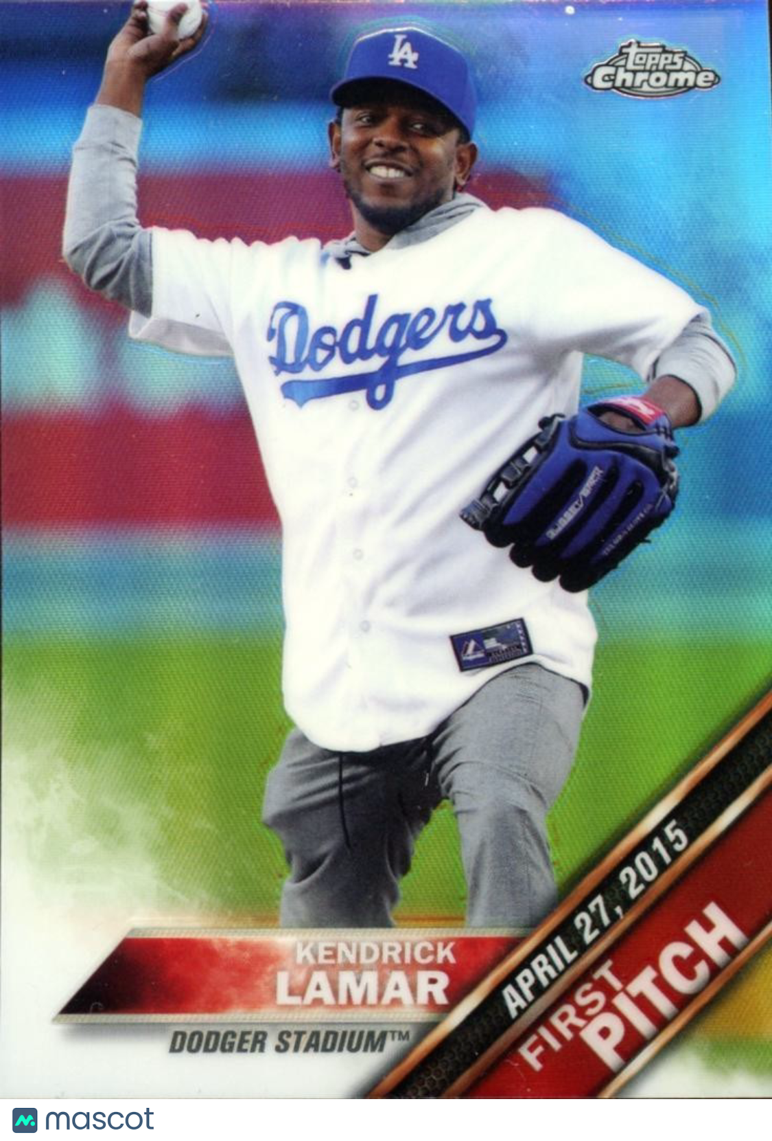 Kendrick Lamar 2016 Topps Chrome First Pitch Refractor RC Los Angeles Dodgers