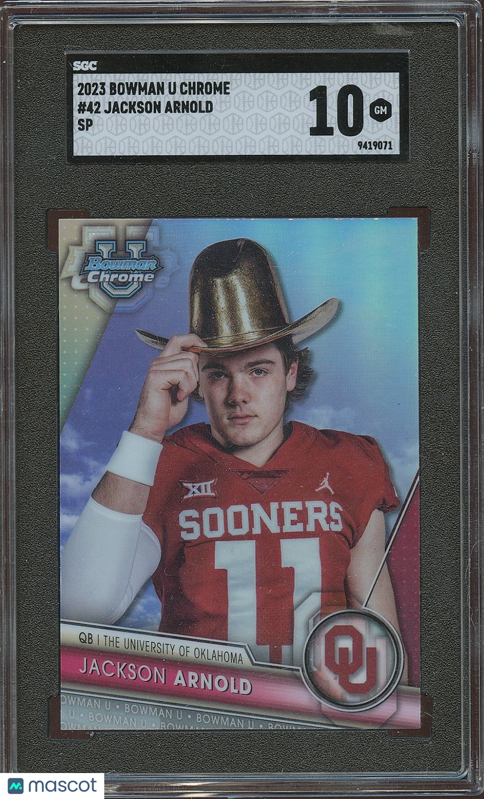 Jackson Arnold 2023 Bowman Chrome Variation SSP RC Oklahoma Sooners SGC 10