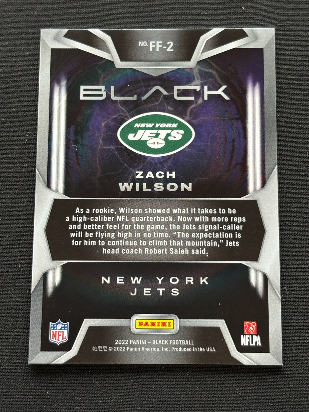 Zach Wilson 2022 Panini Black Forcefield CASE HIT SSP New York Jets BYU