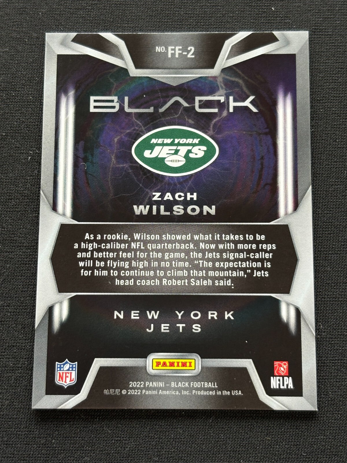 Zach Wilson 2022 Panini Black Forcefield CASE HIT SSP New York Jets BYU