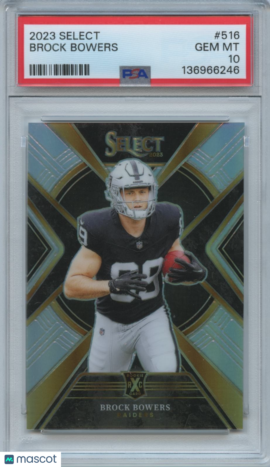 Brock Bowers 2023 Select XRC Silver Prizm Rookie RC Las Vegas Raiders PSA 10