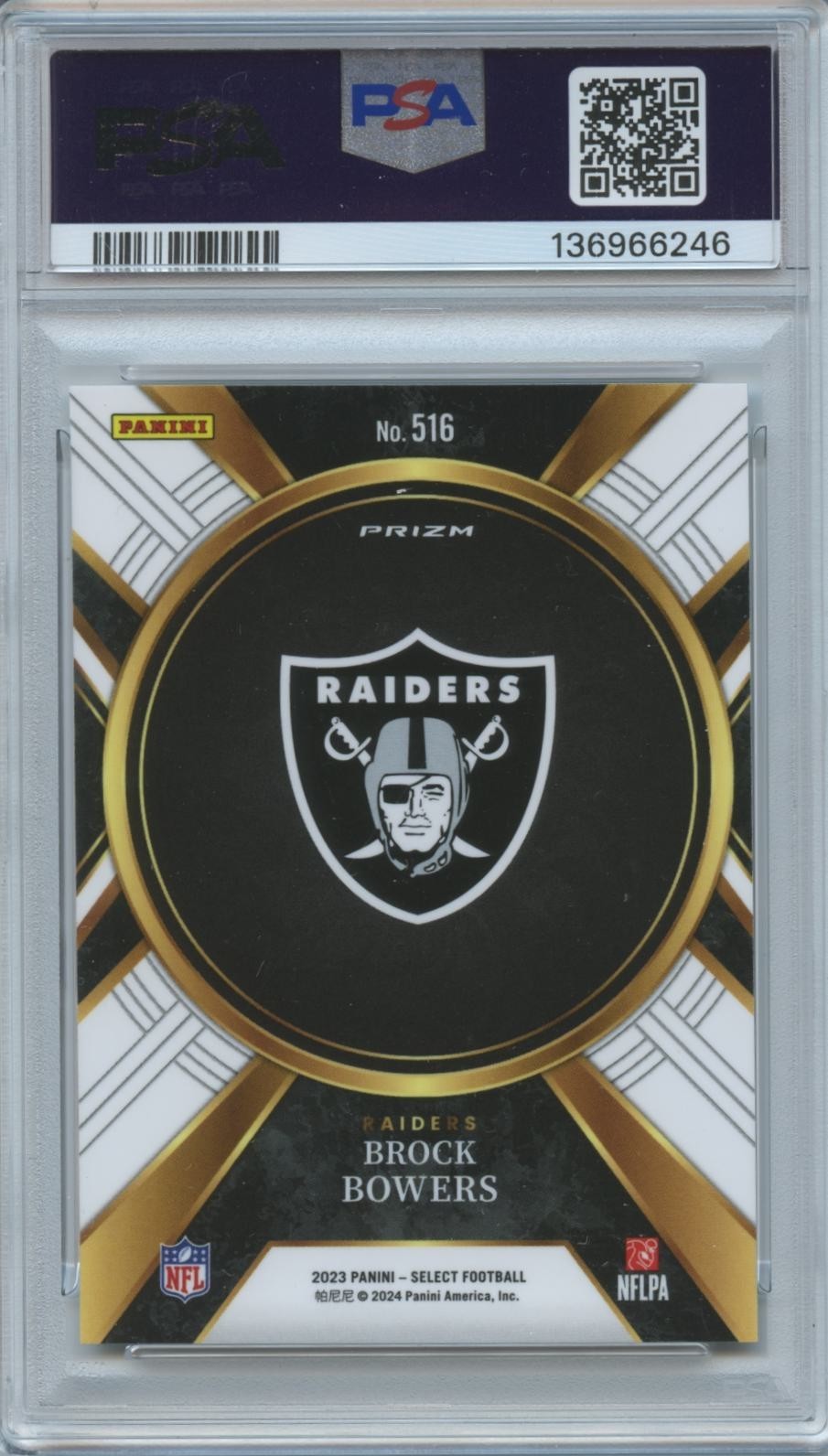 Brock Bowers 2023 Select XRC Silver Prizm Rookie RC Las Vegas Raiders PSA 10