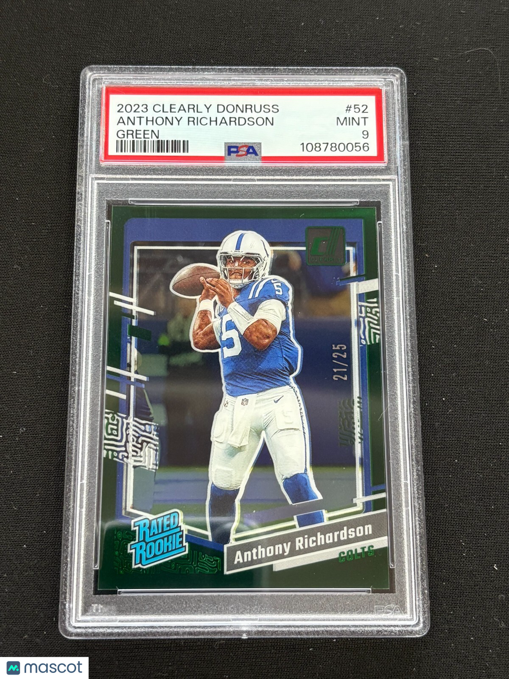 Anthony Richardson 2023 Clearly Donruss Rated Rookie Green SSP Colts PSA 9 21/25