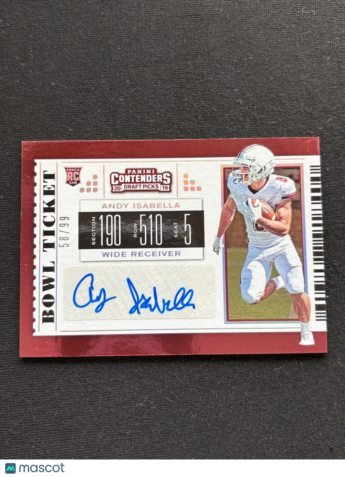 Andy Isabella 2019 Contenders Auto Autograph RC St. Louis Battlehawks 58/99