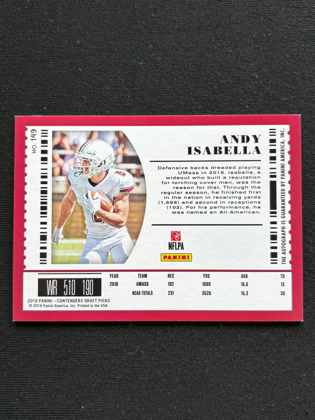 Andy Isabella 2019 Contenders Auto Autograph RC St. Louis Battlehawks 58/99