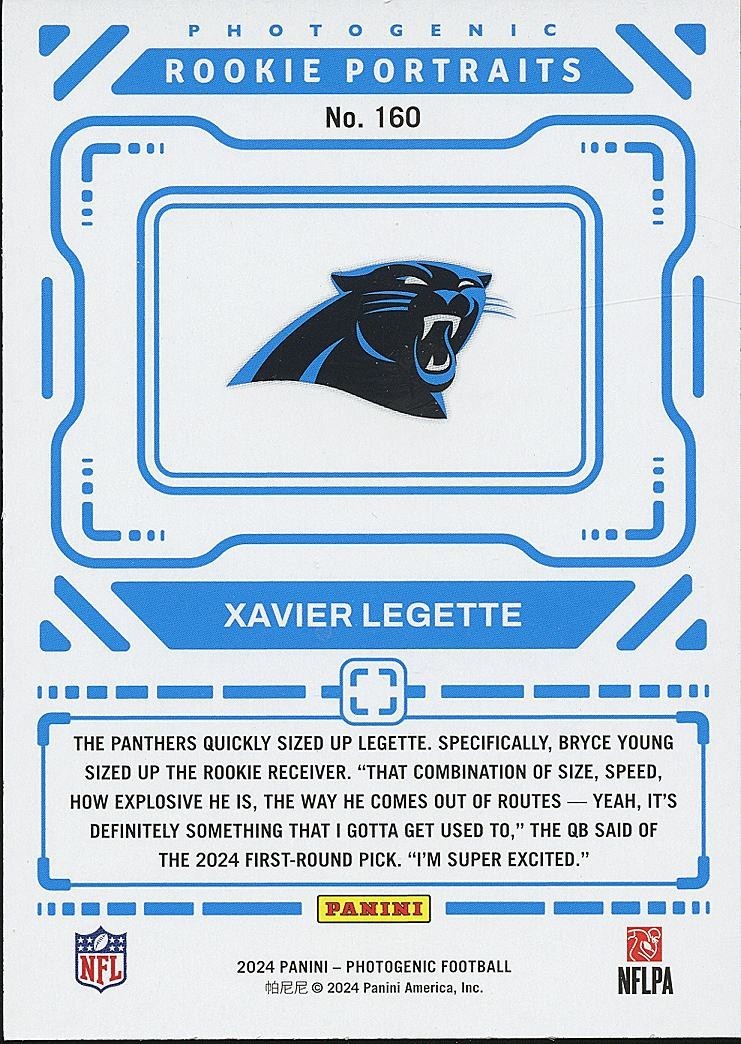 Xavier Legette 2024 Photogenic GOLD SSP Rookie RC Carolina Panthers 2/5