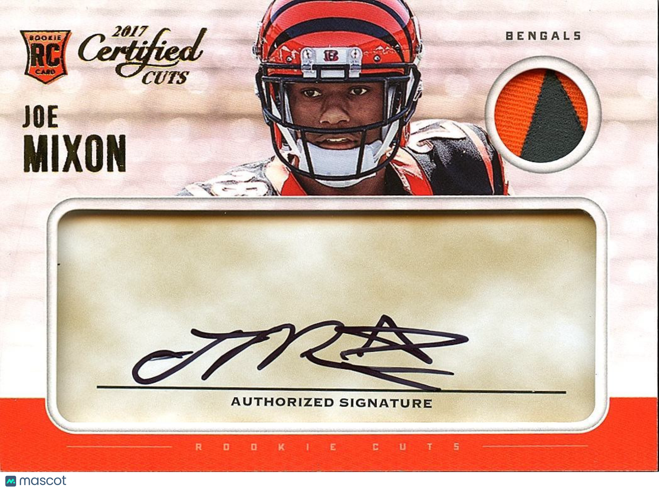 Joe Mixon 2017 Certified Cuts Auto Autograph Patch RC Cincinnati Bengals 47/299