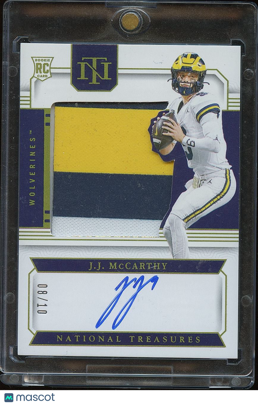 JJ Mccarthy 2024 National Treasures Auto Autograph Patch RC Michigan 8/10