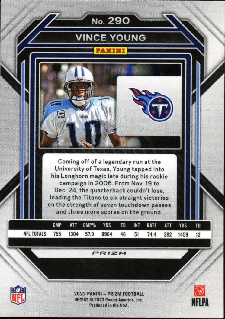 Vince Young 2022 Prizm Retail Red Prizm SSP Shortprint Titans Texas Longhorns