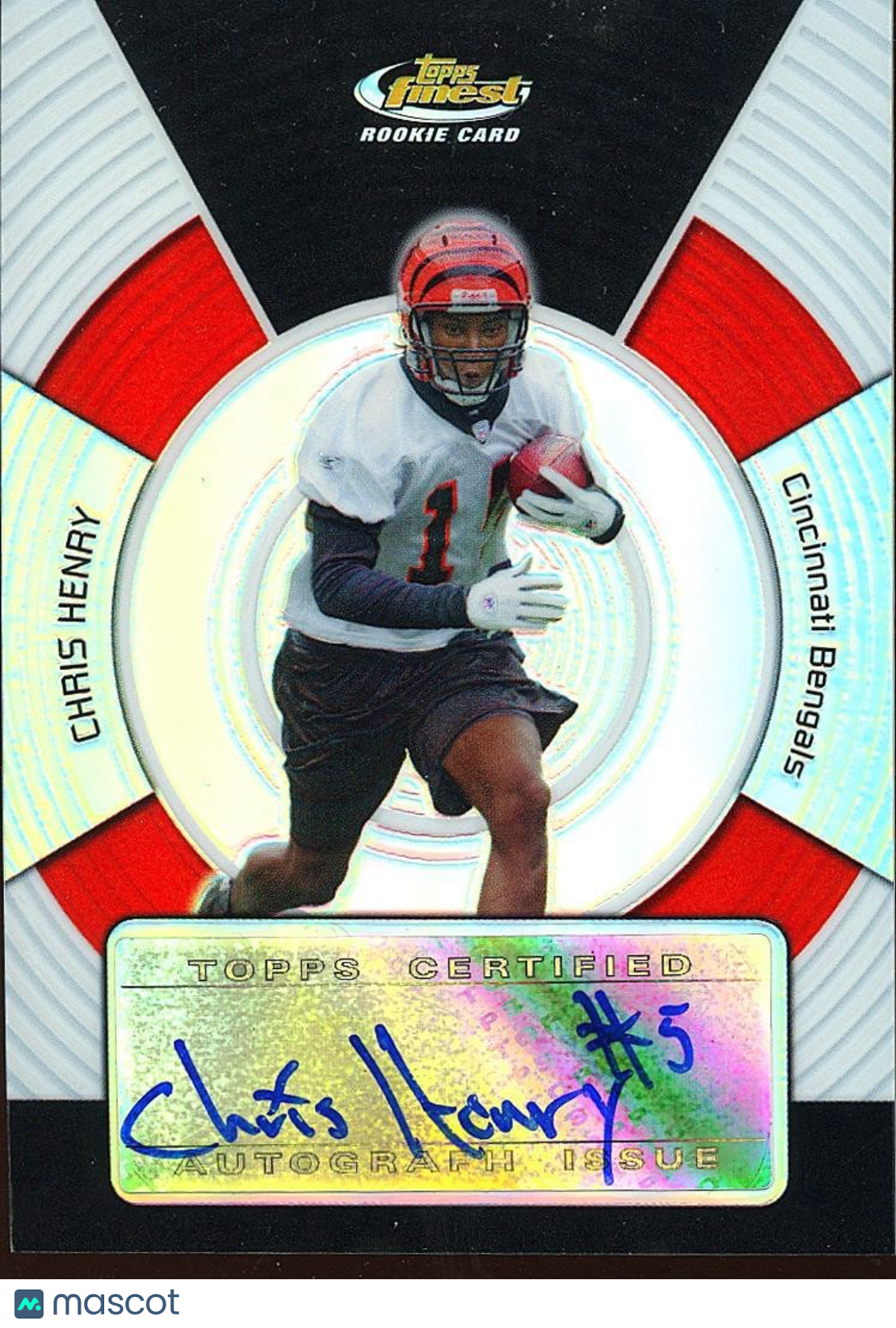 Chris Henry 2005 Topps Finest Auto Autograph Refractor RC Bengals 37/399