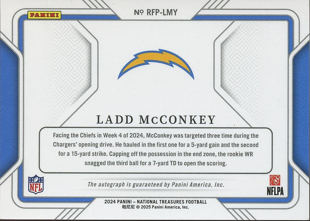 Ladd Mcconkey 2024 National Treasures On Card Auto Autograph RC Chargers 50/99