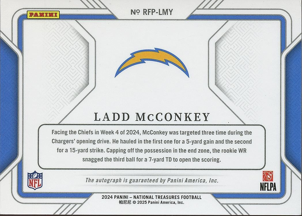 Ladd Mcconkey 2024 National Treasures On Card Auto Autograph RC Chargers 50/99