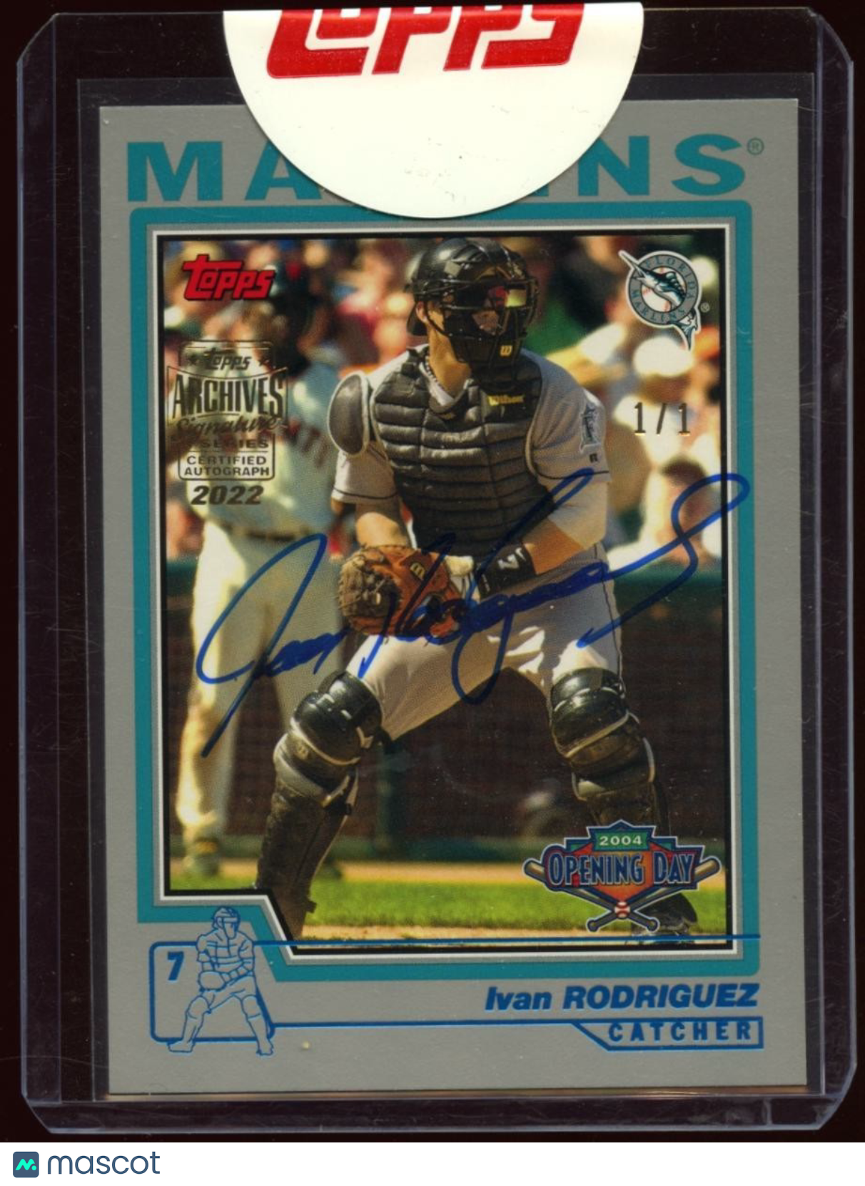 Ivan Rodriguez 2022 Topps Archives Auto Autograph Florida Marlins 1/1