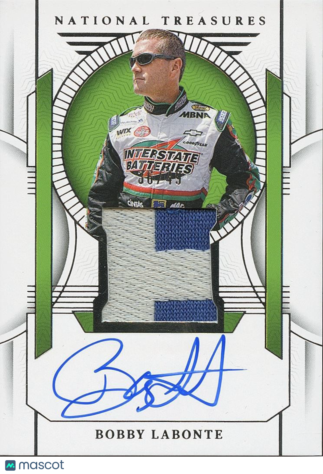 Bobby Labonte 2024 National Treasures On Card Auto Autograph Patch NASCAR 36/49
