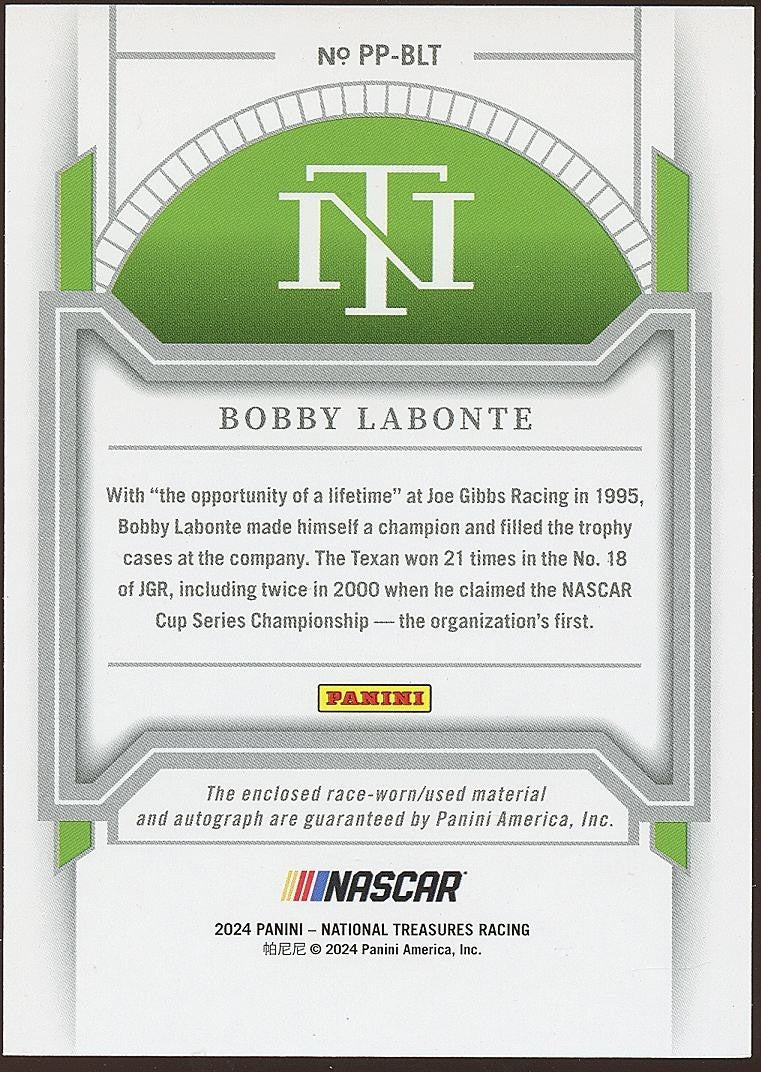 Bobby Labonte 2024 National Treasures On Card Auto Autograph Patch NASCAR 36/49