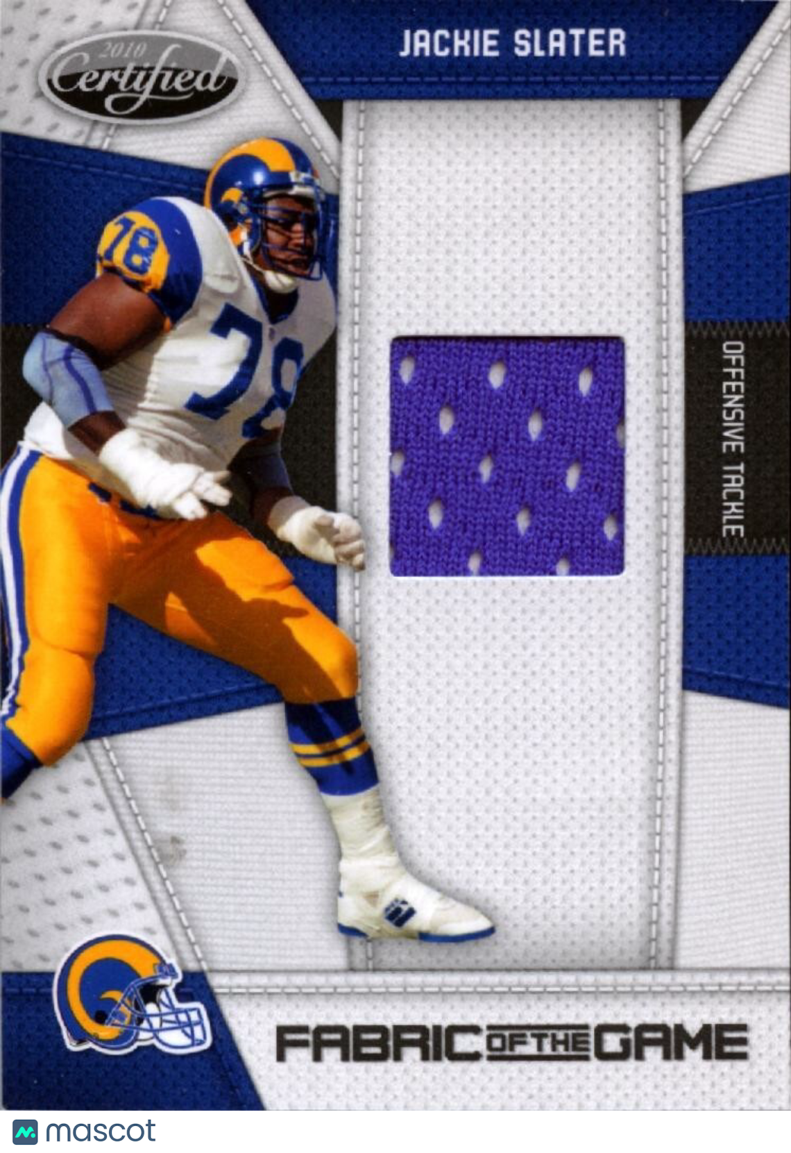 Jackie Slater 2010 Certified Game Worn Jersey Patch Los Angeles Rams 106/250