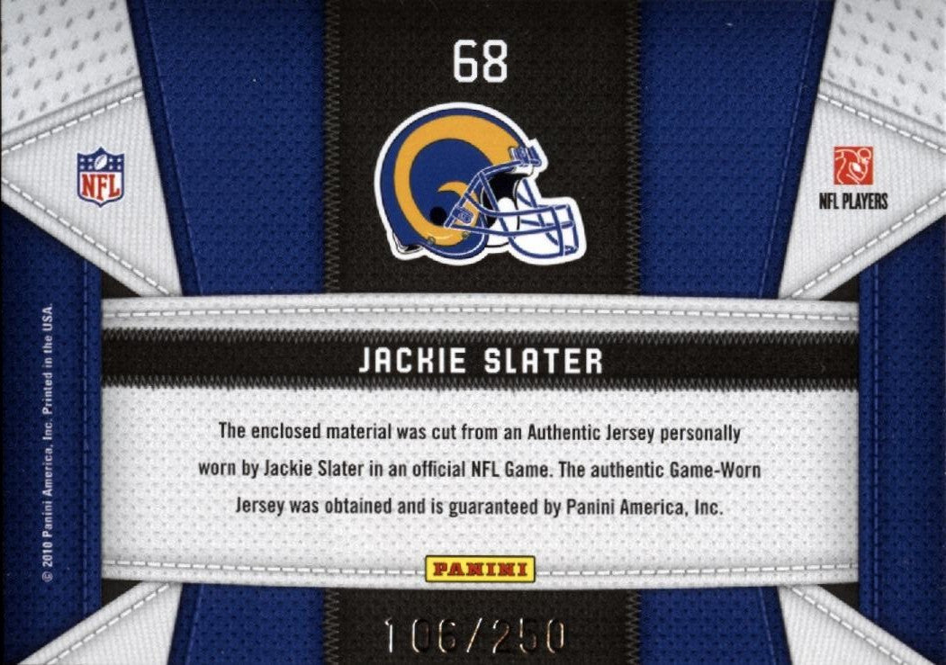 Jackie Slater 2010 Certified Game Worn Jersey Patch Los Angeles Rams 106/250