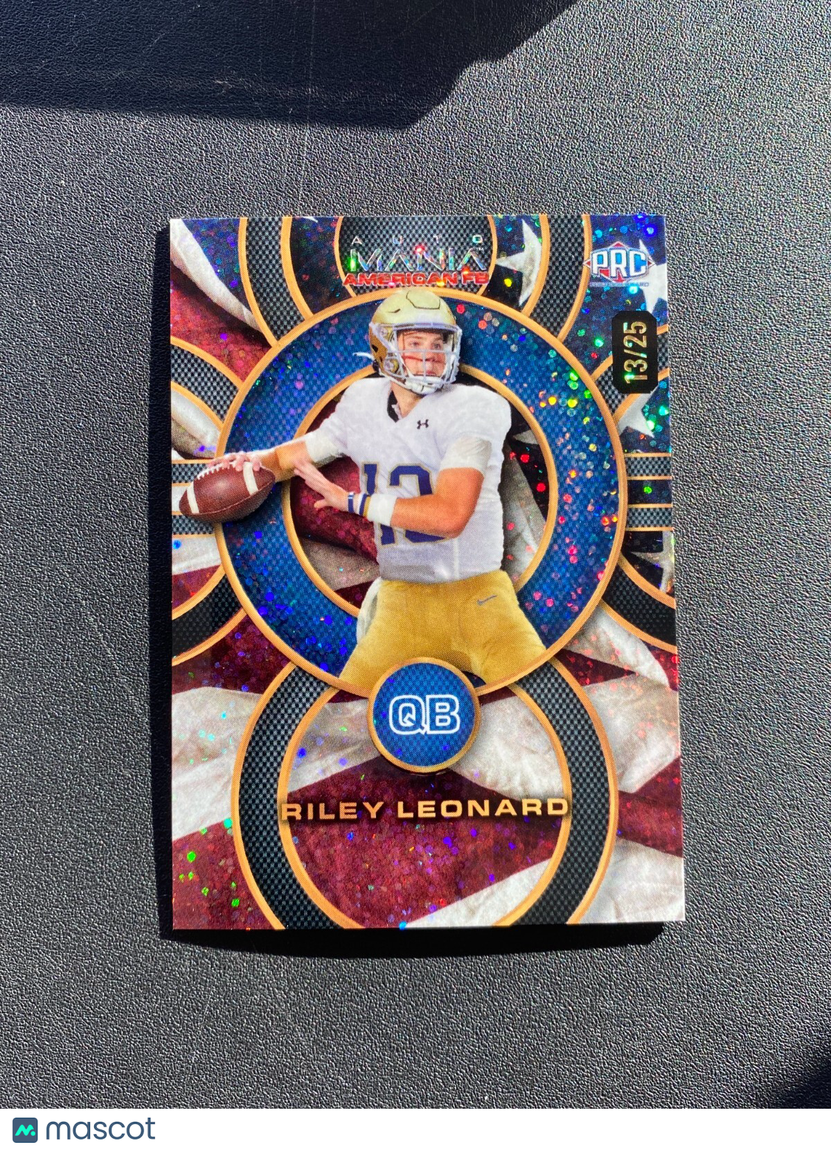 Riley Leonard 2024 Wild Card Rookie RC JERSEY NUMBER 13/25 Notre Dame Irish Duke