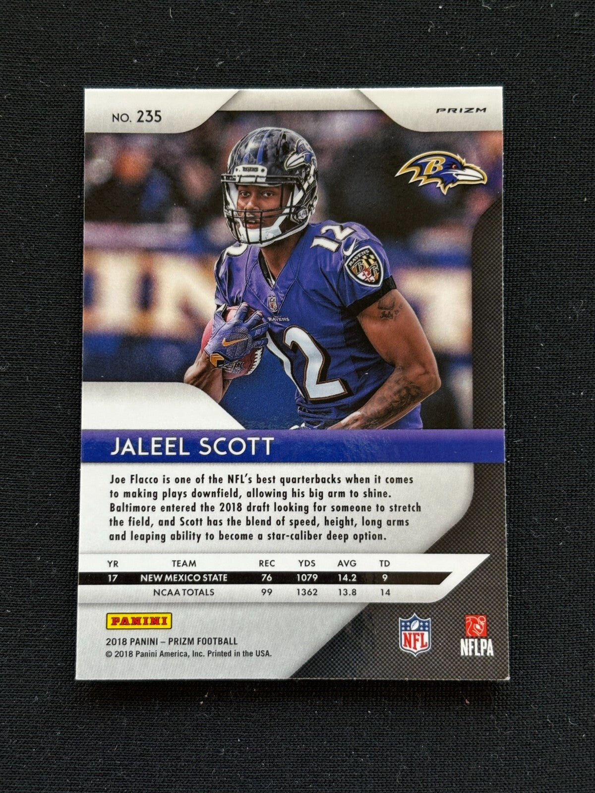 Jaleel Scott 2018 Prizm Retail Blue Prizm SSP Shortprint Rookie Baltimore Ravens